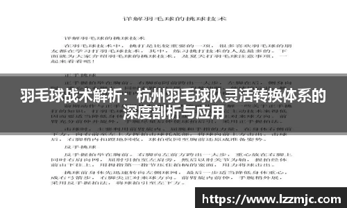 羽毛球战术解析：杭州羽毛球队灵活转换体系的深度剖析与应用